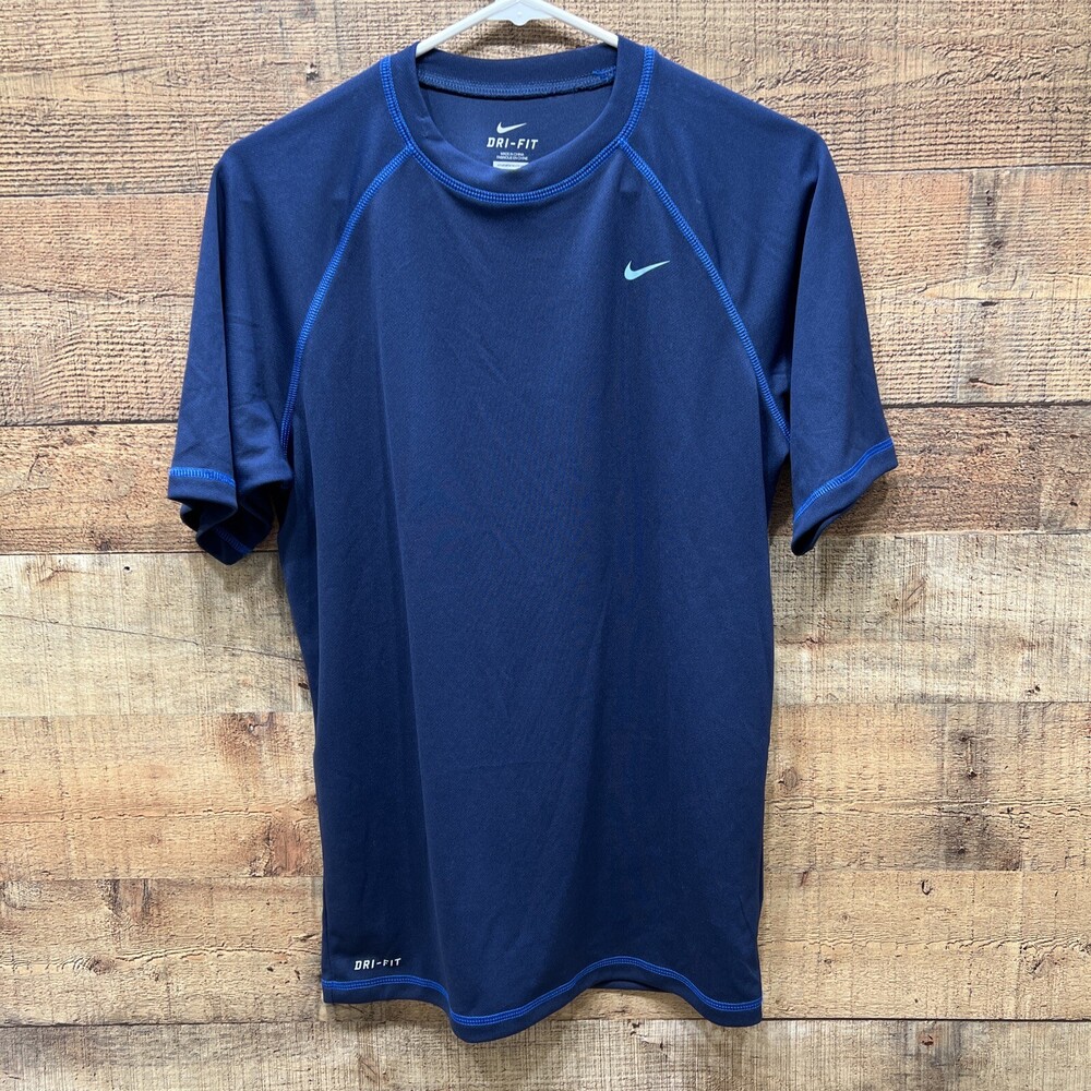 Nike Dri Fit Mens Navy Blue Short Sleeve Athletic Shirt Size Small